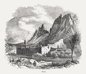 Mt Sinai Collection: Saint Catherines Monastery, Sinai, Egypt, wood engraving, published in 1855