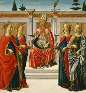 Prints of Saint Nicholas and Saints Catherine, Lucy, Margaret and Apollonia. Found in the collection of the National Museum of Western Art, Tokyo. (Photo by Fine Art Images/Heritage Images/Getty Images) Celebrate the Season: A Curated Collection of Christmas Art: Saint Nicholas and Saints Catherine
