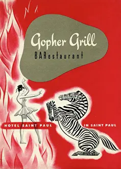Red Background Prints: Saint Paul Hotel, Gopher Grill