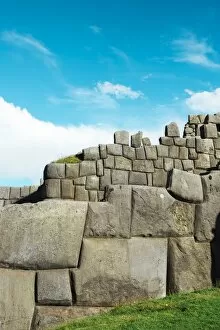 Incidental People Collection: Saksaywaman citadel walls made with big stone blocks, Cusco