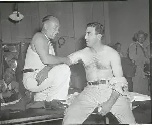 Sal Maglie Receiving Massage from His Trainer