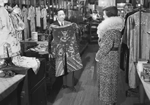 Salesperson Prints: Salesman Selling Robe