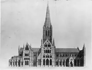Prints of 1799: A north elevation of Salisbury Cathedral in Wiltshire. (Photo by Hulton Archive/Getty Images) Heritage Images Prints: Salisbury Cathedral