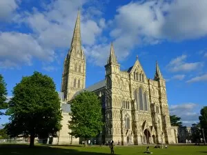 Medieval Collection: Salisbury cathedral, Wiltshire, England