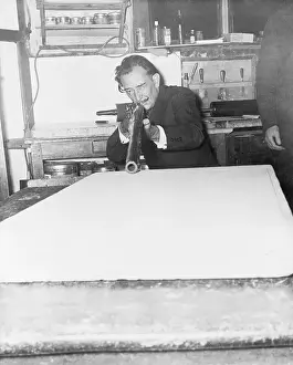 Salvador Dali Attempting Engraving with Shotgun