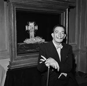 Salvador Dali with His Creation Sacred Heart of Jesus