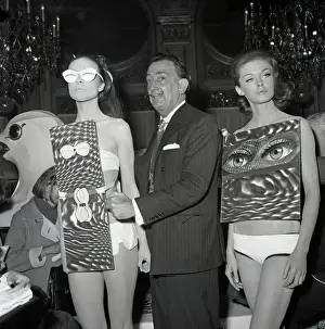 Surreal Prints: Salvador Dali with Models Wearing His Bathing Suit Designs