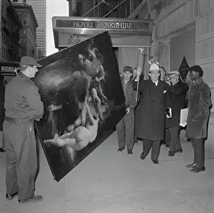 Salvador Dali with Painting by Bouguereau