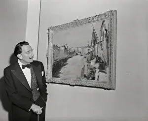 Salvador Dali with Painting by Sir Winston Churchill