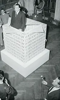 Salvador Dali Posing in Large Cube