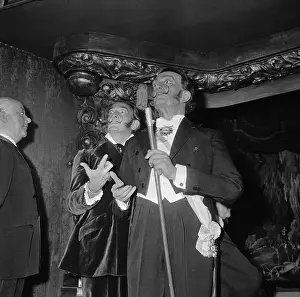 Salvador Dali Standing with Wax Figure of Himself