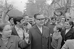 Santiago Prints: Salvadore Allende Giving Victory Sign in Group of People