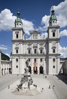 Images Dated 18th May 2011: Salzburg Cathedral on Cathedral Square with St. Marys Column, Salzburg, Austria