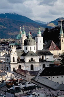 Images Dated 3rd March 2007: Salzburg cathedral overlooking rooftops