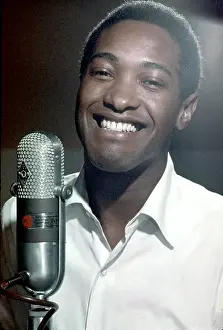 Prints of LOS ANGELES - CIRCA 1959: Soul singer Sam Cooke records in the RCA Studios circa 1959 in 1959 Los Angeles, California. (Photo by Jess Rand/Michael Ochs Archives/Getty Images) The man known as the King of Soul: Sam Cooke In The Studio