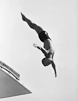 1952 Olympic Games Helsinki Prints: Sammy Lee Diving Into Pool