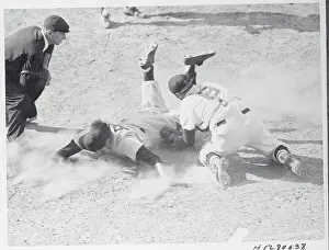 Bill Mckinley Prints: Sammy White Tagging Out Irv Noren