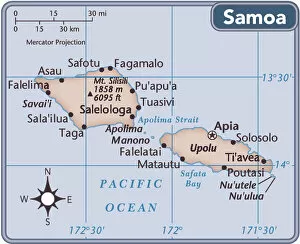 Images Dated 25th June 2018: Samoa country map