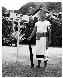Lac0062 Prints: SAMOA SEAMAN GUARDS GOVERNOR'S OFFICE