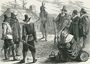 Plymouth Prints: Samoset Visiting Plymouth Colony