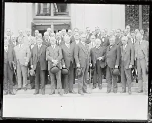 Charles M Prints: Samuel Gompers and Labor Leaders Posing on Steps