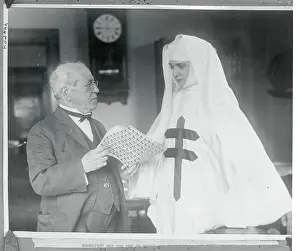 Tuberculosis Prints: Samuel Gompers Talking with Christmas Seals Representative