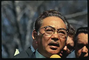 Samuel Hayakawa Speaking to Newsmen