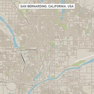San Bernardino Prints: San Bernardino California US City Street Map