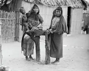 San Blas Native Americans Pounding Cocoa