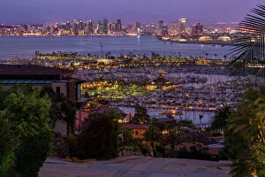Cityscapes Prints Collection: San Diego Bay At Night With Downtown San Diego Skyline