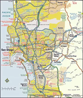 San Diego, California area map
