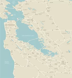 Images Dated 24th July 2018: San Francisco Bay Area Map