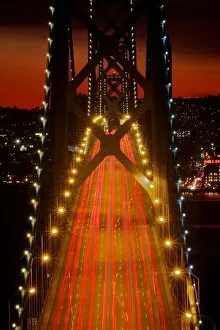 World Famous Bridges Collection: San Francisco Bay Bridge at dusk