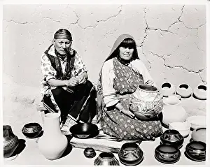 Artisanship Prints: San Ildefonso Indians With Handiwork
