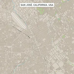 Airport Prints: San Jose California US City Street Map