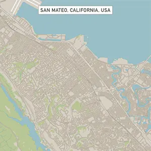 San Mateo Prints: San Mateo California US City Street Map