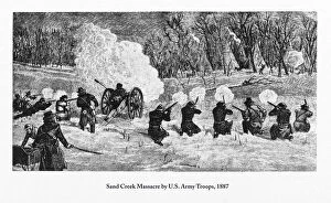 Images Dated 18th July 2017: Sand Creek Massacre by U.S. Army Troops Engraving, 1887