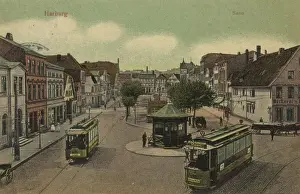 Historic Centre Prints: Sand Harburg, Tramway, Hamburg