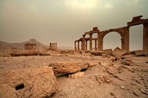 Sand storms sweeping across Palmyra, Syria