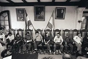 Sandinista Leaders with Soldiers in Hall