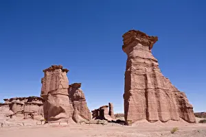 Cloudless Prints: Sandstone rocks in the national park, Parque Nacional Talampaya, Argentina, South America