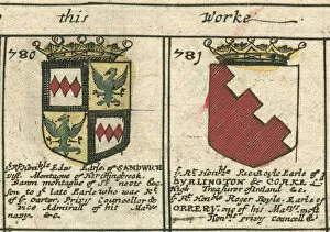 Coat Of Arms Engravings 17th Century Collection: Sandwich and Burlington Coat of arms 17th century