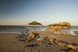 Images Dated 26th May 2012: Sandy beach, island of St. Michaels Mount at back, Marazion, Cornwall, England, United Kingdom