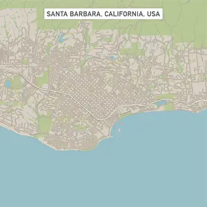 California Prints: Santa Barbara California US City Street Map