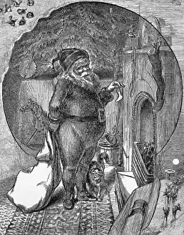 Filling Prints: Santa Claus Filling Christmas Stockings