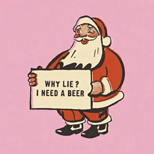 Santa Prints: Santa Claus in Need of a Beer