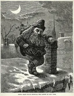 Santa Claus Resting By A Nyc Chimney
