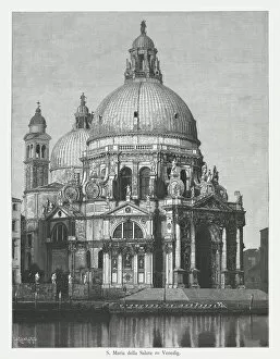 Venice Gallery: Santa Maria della Salute, Venice, Italy, wood engraving, published 1884