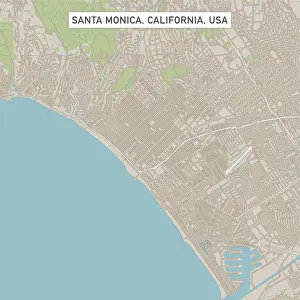 Street Map Prints: Santa Monica California US City Street Map