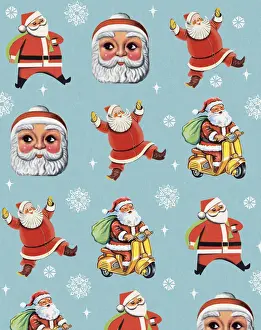 Colo Prints: Santa Pattern With Snowflakes